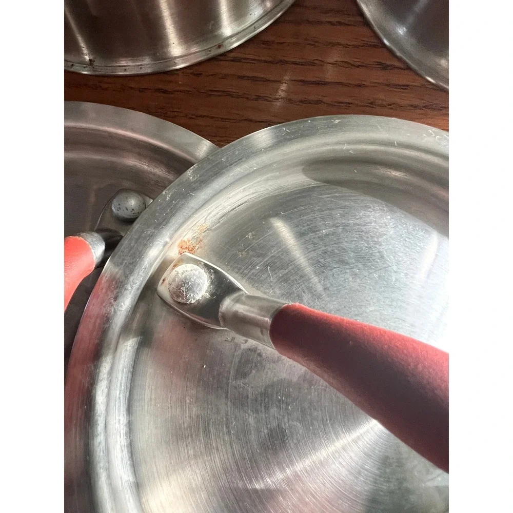 NapaStyle Stainless Steel Copper Bottom Saucepan Pot Set with Lids 3 Piece Red